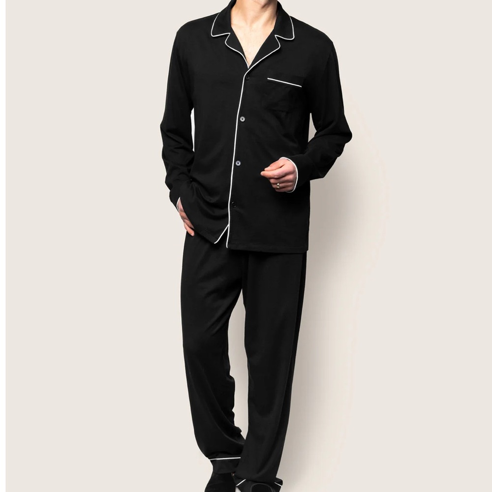 Petite Plume Men's Pima Pajama Set in Black
